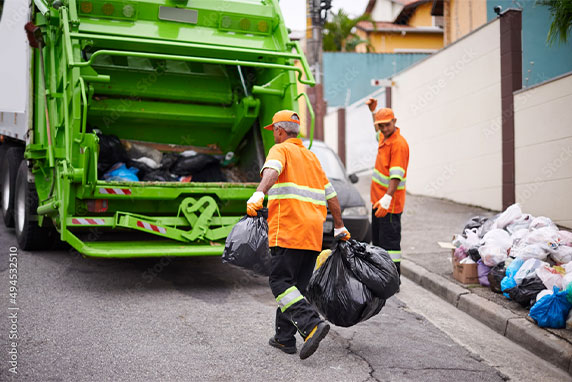 Trash bags and truck
